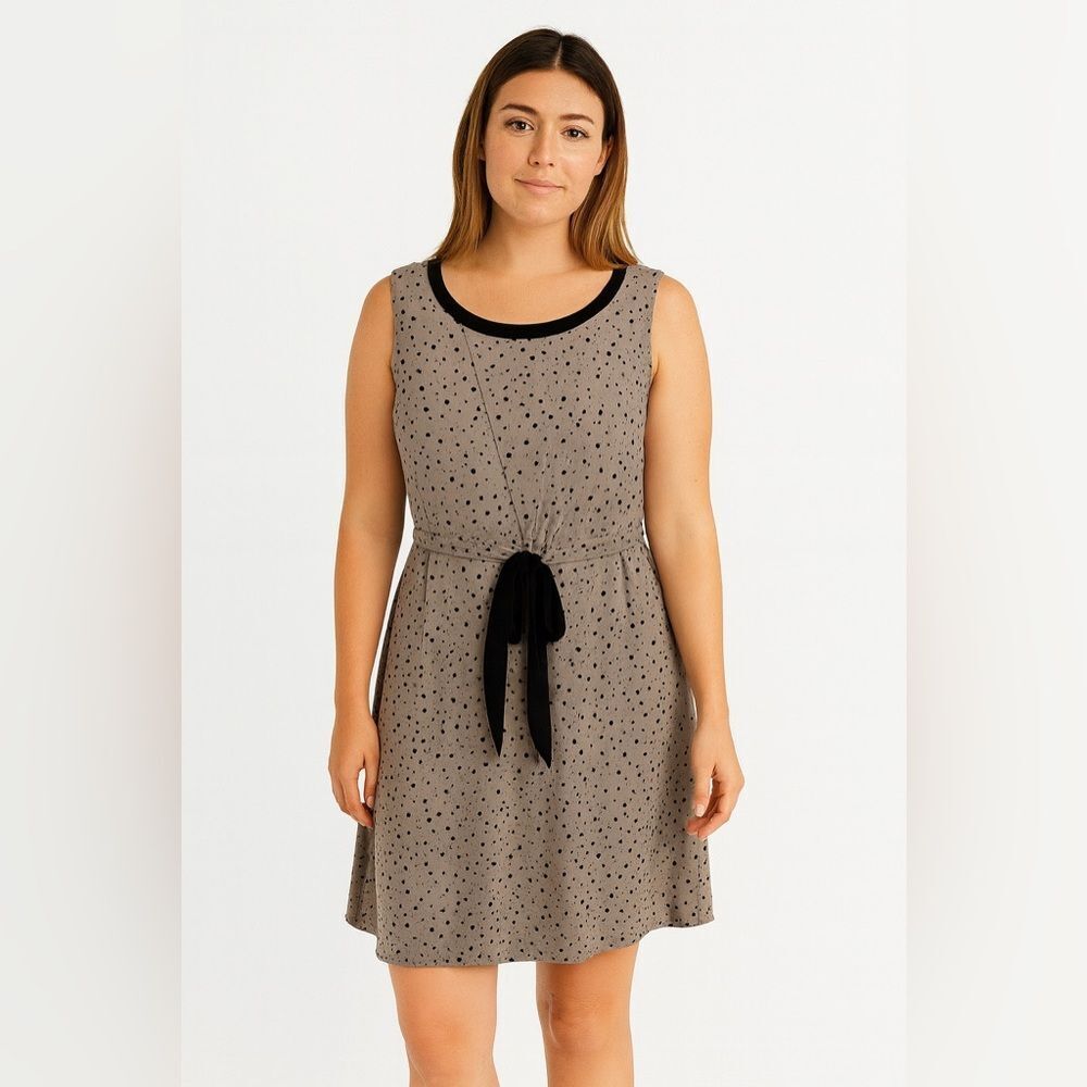 Loft Ann taylor polka dots sleeveless dress Brown Womens Medium Belted